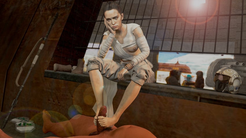 3d areolae armband armwear background balls bandage bandaged_arm bare_calves bare_shoulders barefoot bored bored_sex bread breasts breasts_out brown_eyes brown_hair calves capri_pants clothed clothed_female clothed_female_nude_male clothing completely_nude dark-skinned_male dark_skin day desert detailed_background duo duo_focus elbow_on_knee erection feet female food foot_fetish footjob glans hand_on_face helmet helmet_removed human human_only indoors jakku lens_flare light-skinned_female light_skin lying male melee_weapon nipples no_bra no_underwear nude_male on_back one_breast_out pants partially_clothed penis portion_bread prostitute prostitution pubic_hair quarterstaff rey sad self_upload sitting small_breasts source_filmmaker star_wars sun the_force_awakens tied_hair tomtam vein veiny_penis weapon