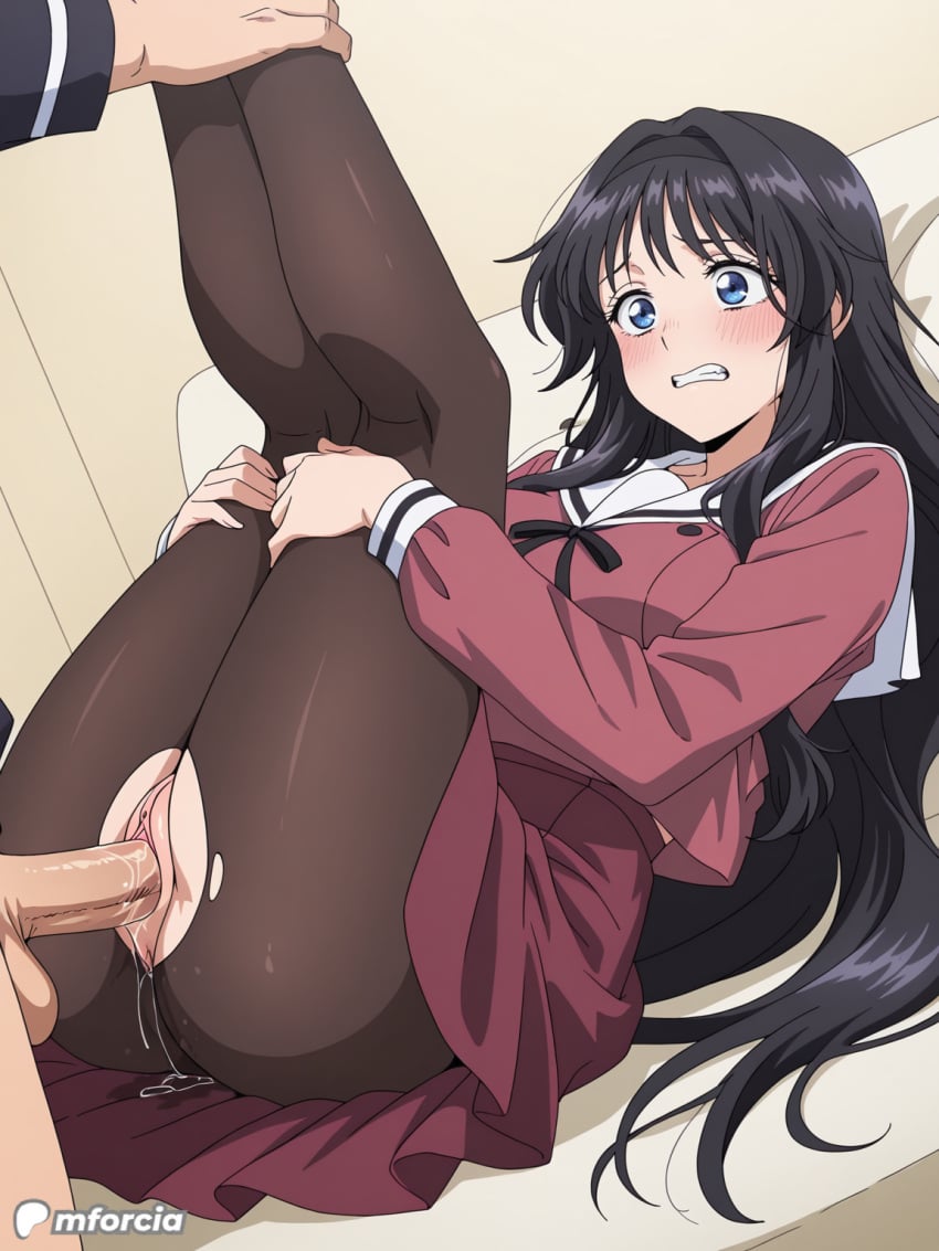 1girls ai_generated anime breasts clothed_sex female kaoru_hana_wa_rin_to_saku kaoruko_waguri large_breasts mforcia patreon_logo patreon_username sex uncensored vagina vaginal_penetration vaginal_sex waguri_kaoruko watermark