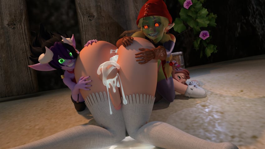 1boy 1femboy 2futas 3d after_anal after_sex big_butt black_hair blonde_hair brown_hair commission fanart femboy futa_on_male futanari gbananaya glowing_eyes goblin green_eyes green_skin hiro_(tales_of_androgyny) huge_ass imp intersex leaking_cum leaking_cum_from_asshole male nay_(thenaysayer34) penis pointed_ears ponytail purple_skin red_eyes selkie_(tales_of_androgyny) shortstack stockings succubus tales_of_androgyny thenaysayer34