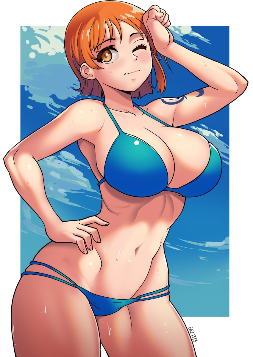 1girls bikini clothing female female_only gez1313 nami_(one_piece) one_piece solo solo_female tagme