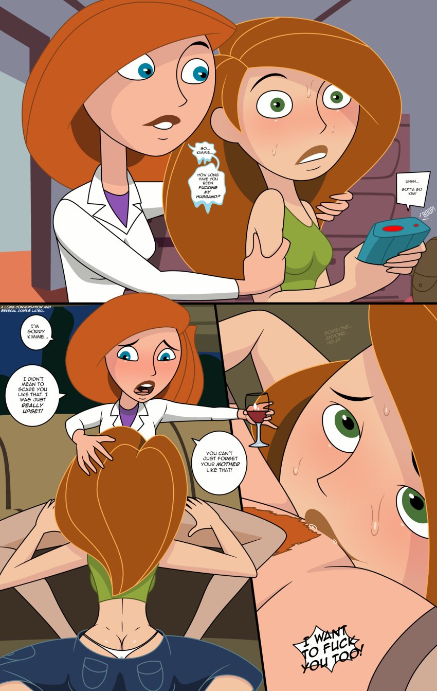 2girls ann_possible ass ass_cleavage blue_eyes bob_cut bubble_butt butt_crack clothed_sex clothing comic cunnilingus disney english_text female female_only female_protagonist green_eyes incest kim_possible kimberly_ann_possible lesbian long_hair medium_breasts milf mother_and_daughter multiple_girls oral oral_sex orange_hair panties partially_clothed pubic_hair pussy randomrandom short_hair straight_hair sweat text wine_glass yuri