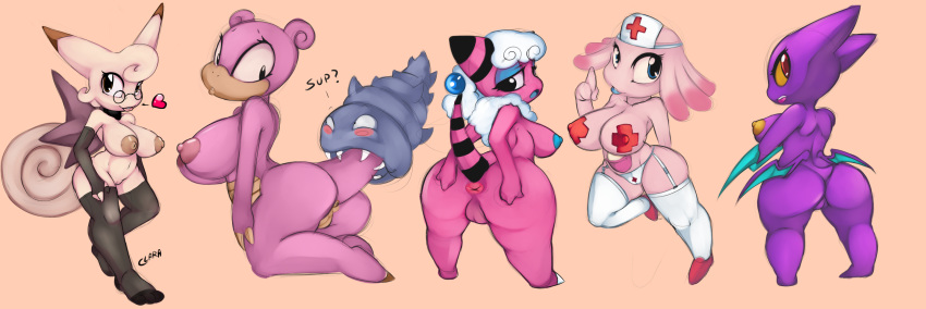 angelbreed anus ass breasts chansey clefable crobat eyeswear female flaaffy game_freak glasses nintendo pokemon slowbro spread_ass tagme video_games