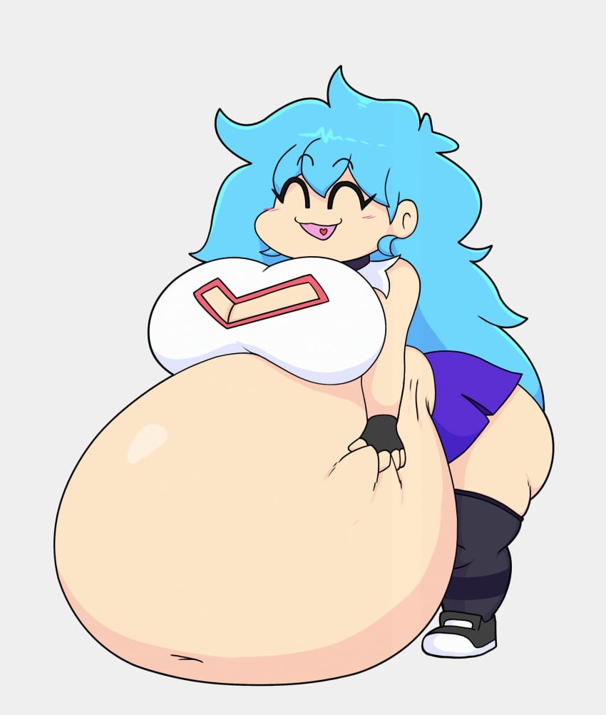 1girl 1girls big_breasts chubby chubby_female female female_only friday_night_funkin friday_night_funkin_mod huge_breasts justapotato skyblue skyblue_(friday_night_funkin) skyverse soft_vore vore vore_belly