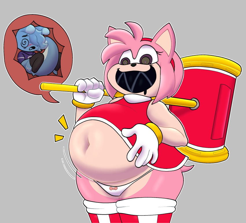 1boy 1girls amy_rose belly big_belly digestion female_pred grin male_prey panties possessed possessed_amy_rose sharp_teeth smile sonic_(series) sonic_the_hedgehog_(series) sonic_x strawberrywith4 vore vore_belly