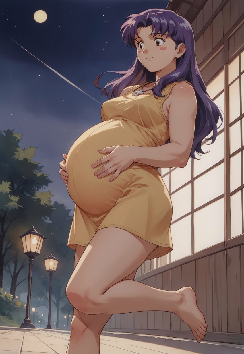 ai_generated big_belly big_breasts misato_katsuragi neon_genesis_evangelion pregnancy pregnant pregnant_belly ready_to_pop