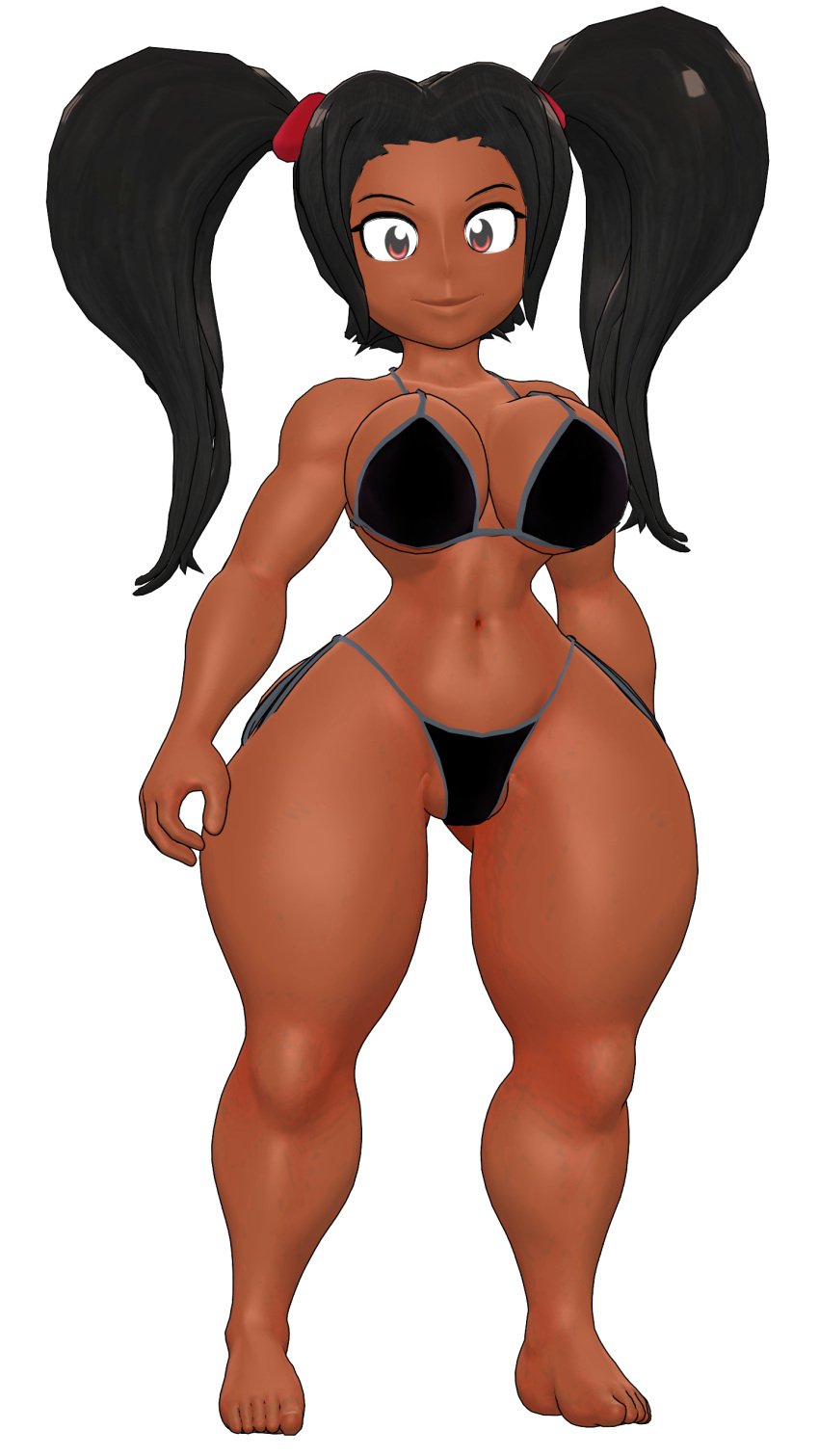 3d bikini black_bikini black_hair dark-skinned_female dark_skin female female_only human kapp-99 mikumikudance relliksb twintails zayla_(relliksb)