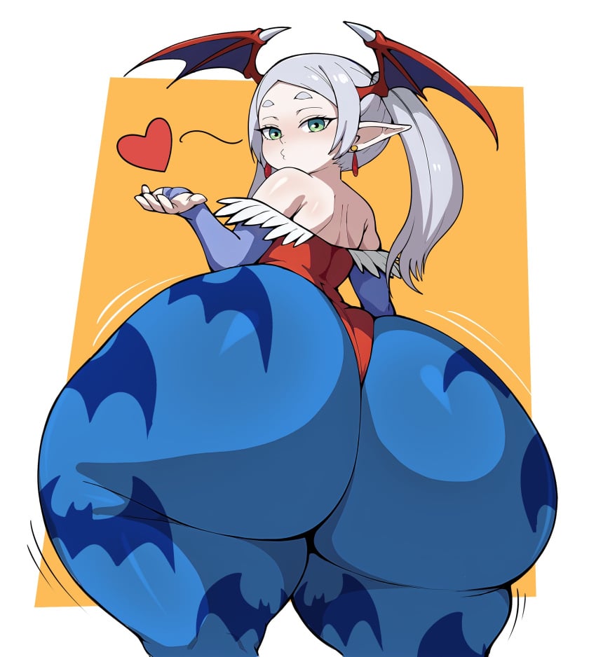 1female 1girls ai_assisted ass_body bat_print big_ass blue_pantyhose capcom cosplay darkstalkers elf elf_ears elf_female female female_only frieren gigantic_ass huge_ass lilith_aensland_(cosplay) monkechrome pantyhose solo solo_female sousou_no_frieren tagme twitter_link