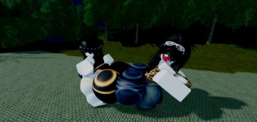 2girls 3d ass ass_focus ass_press ass_to_ass big_ass big_breasts breasts female female_only huge_ass huge_breasts huge_butt pumpkinlesspie roblox roblox_avatar robloxian thewanwoodcreature thick_ass thick_thighs