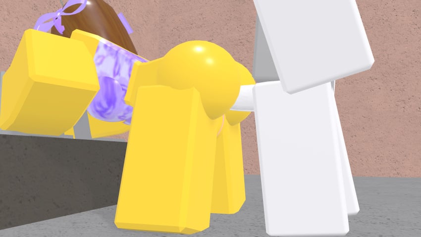 1boy 1boy1girl 1girls 3d anal anal_penetration blocky_body bloxzrd brown_hair female pale_skin purple_bikini restrained restrained_arms restraints roblox roblox_avatar robloxian shiny_butt tagme white_skin yellow_body yellow_skin