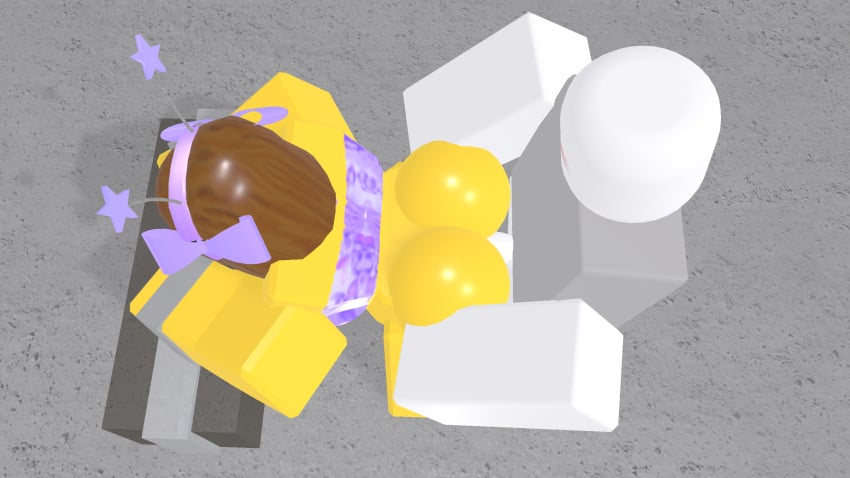 1boy 1boy1girl 1girls 3d anal anal_sex blocky_body bloxzrd brown_hair different_angle female holding_ass pale_skin purple_bikini restrained restrained_arms restraints roblox roblox_avatar robloxian shiny_butt white_skin yellow_body yellow_skin