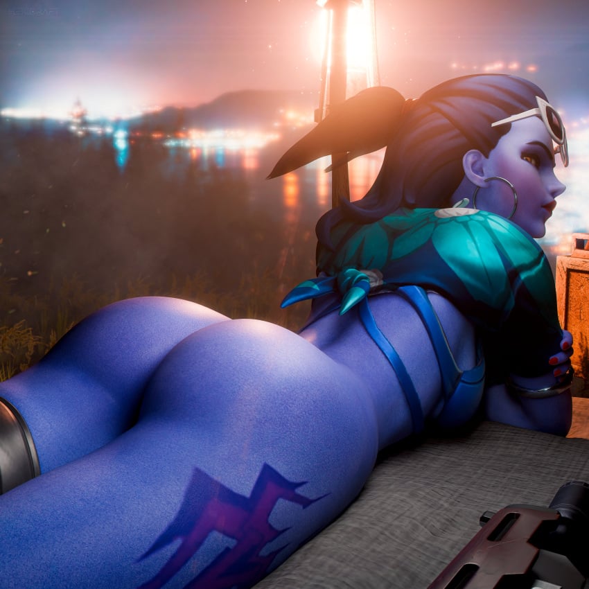 1girls 3d ass blizzard_entertainment bottomless female female_focus female_only hexencraft large_ass looking_at_viewer looking_back nude overwatch overwatch_2 presenting presenting_ass yellow_eyes