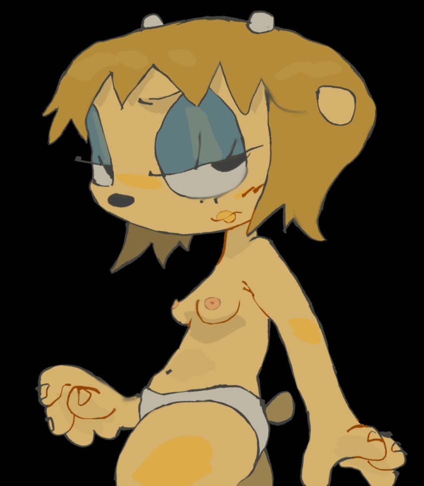 anthro bottomwear breasts daaglas daaglass horns lammy_lamb parappa_the_rapper red_hair red_hair　short_hair sony_interactive_entertainment thick_lips tits_out topless um_jammer_lammy