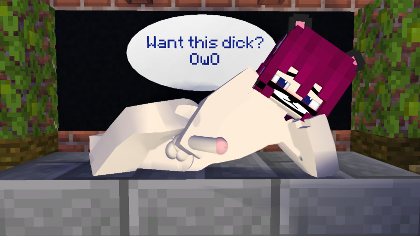 1boy 3d femboy male male_only masturbation minecraft owo purple_hair school solo somefemboi_(artist)
