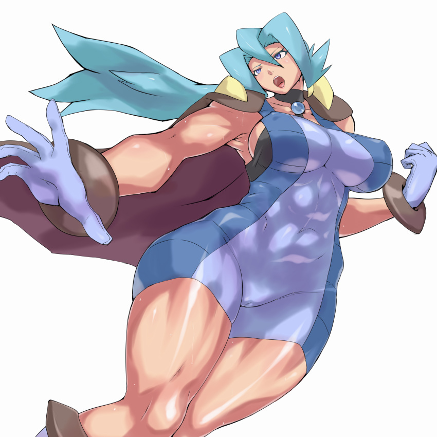 abs clair_(pokemon) gym_leader huge_breasts human human_only muscular_female nintendo pokemon pokemon_gsc thick_thighs uya_(yurukah)