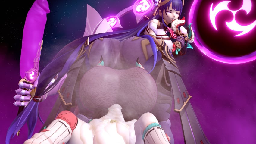 futa_on_female futaflux futanari genshin_impact raiden_shogun_(magatsu_mitake_narukami_no_mikoto) varesa_(genshin_impact)