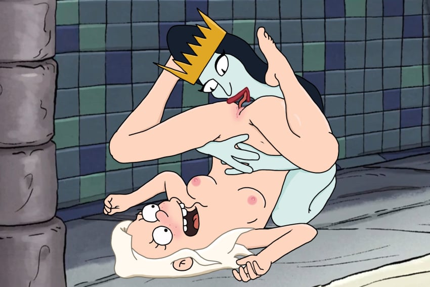 2girls buckteeth calarts crown cunnilingus disenchantment freckles incest licking mother_and_daughter multiple_girls naked nude oral_sex pink_nipples princess princess_tiabeanie pussy queen_oona step-incest stepdaughter stepmother stepmother_and_stepdaughter tongue white_hair yuri