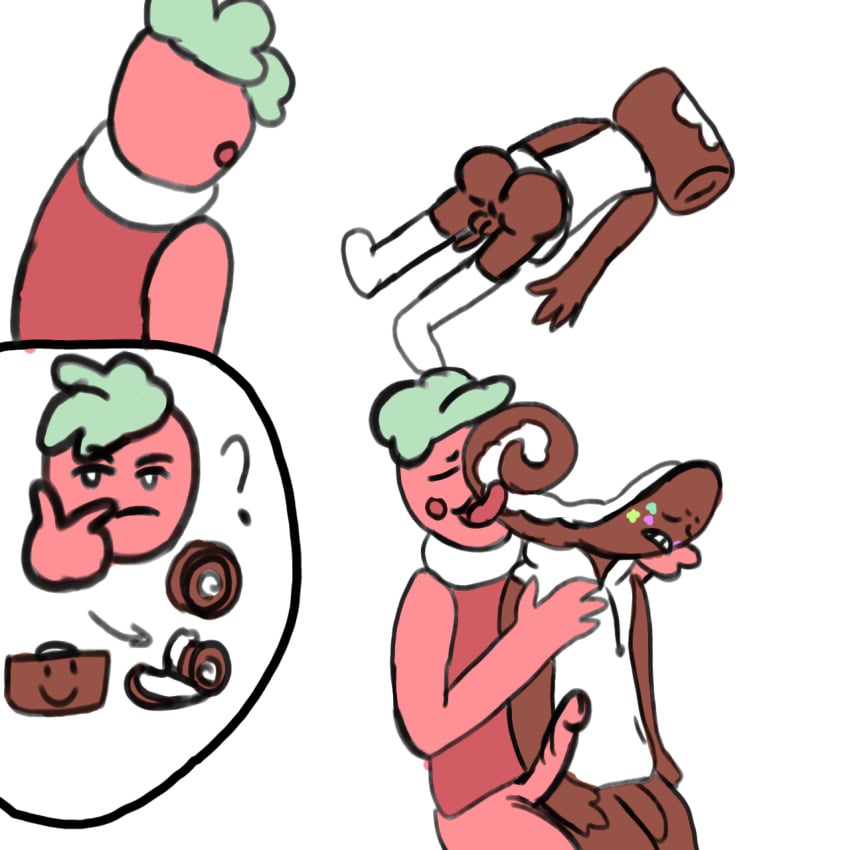 butt_crack butt_naked cosmo_(dandy's_world) dandy's_world jxci licking penis self_upload shitpost sprout_(dandy's_world) thinking_emoji unrolled_cosmo