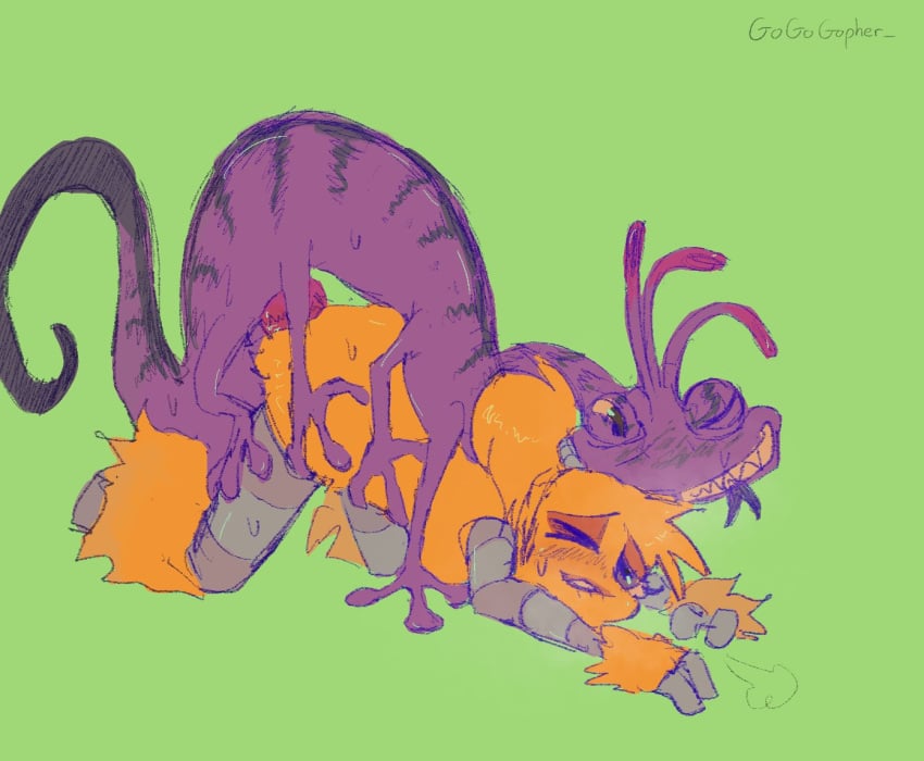anal anal_sex anthro big_blue_bubble chameleon disney duo female fur hoola_(my_singing_monsters) lizard male monster monsters_inc my_singing_monsters orgasm_face penetration pixar purple_body purple_scales randall_boggs ratnamedgopher reptile scales scalie taur tongue tongue_out yellow_body yellow_fur