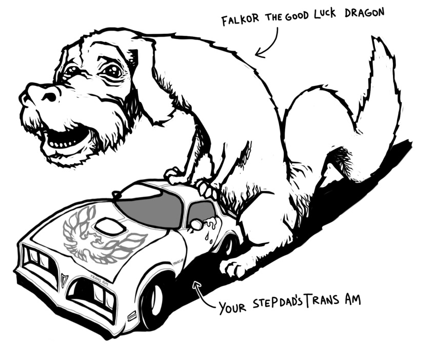 bodily_fluids car cum dragon dragons_having_sex_with_cars falkor feral fur furred_dragon genital_fluids male male_only solo the_neverending_story vehicle