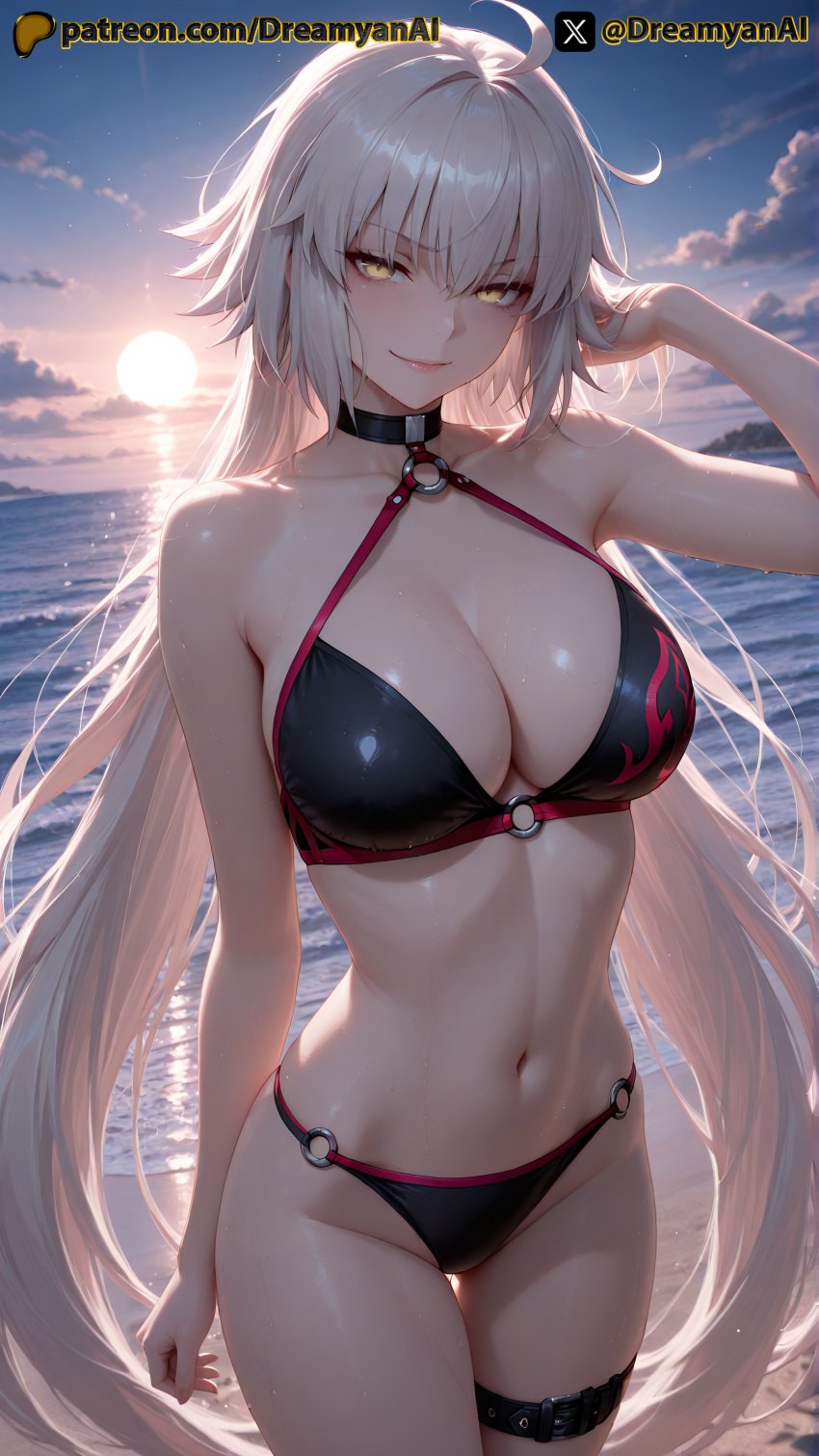 1girls 2025 4k ai ai_assisted ai_generated anime anime_style artist_name beach bikini breasts dreamyan_ai fate/grand_order fate_(series) female female_only hi_res high_quality high_resolution highres jeanne_alter jeanne_alter_(swimsuit_berserker) jeanne_d&#039;arc_(fate) jeanne_d&#039;arc_alter_(fate) long_hair patreon seductive seductive_eyes seductive_look seductive_pose seductive_smile smile smiling swimsuit thick_ass thick_thighs thighs uncensored white_body white_hair white_skin yellow_eyes