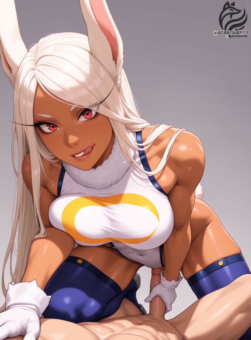 ai_generated ayakonarts bunny_ears cowgirl_position guided_penetration leotard mirko miruko my_hero_academia pov rabbit_girl rumi_usagiyama tongue