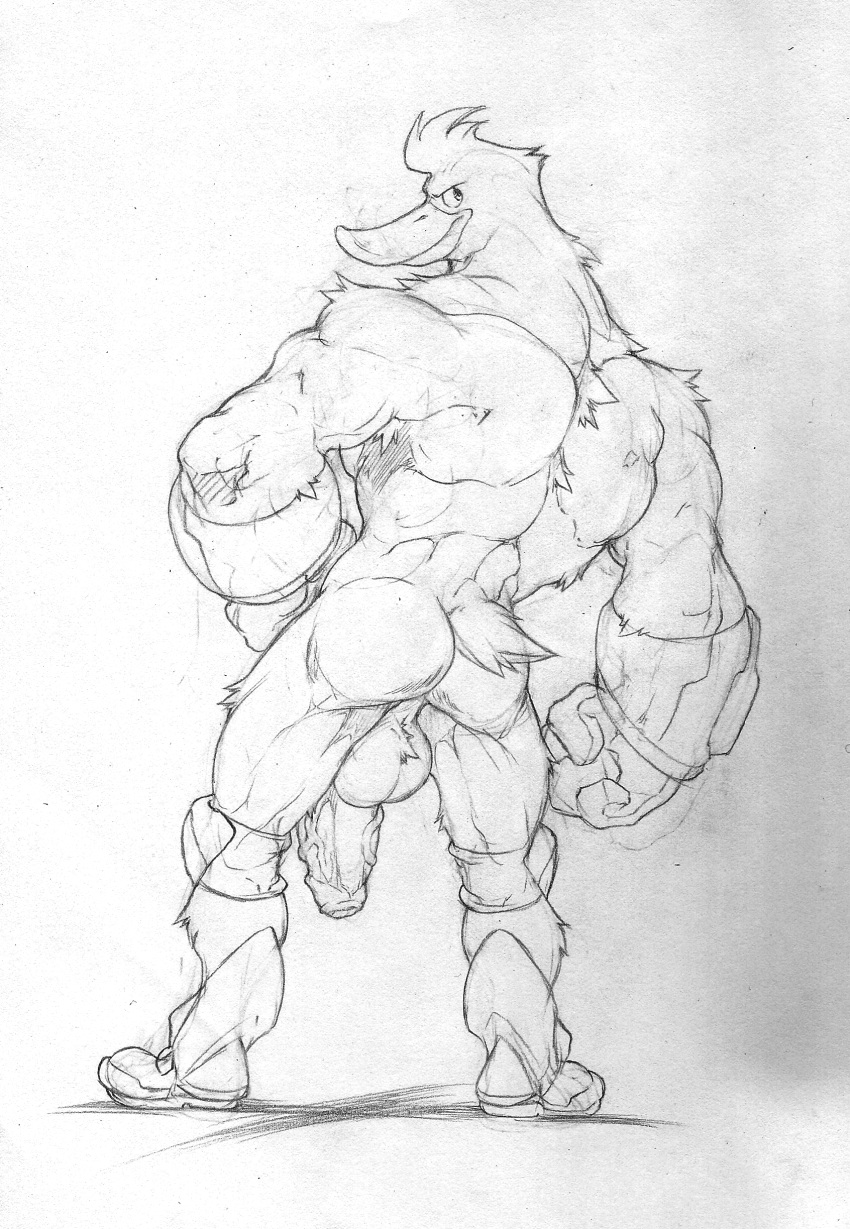 anatid anseriform anthro armor avian backsack balls big_balls big_penis bird black_and_white boots clothing duck flaccid footwear gauntlets gloves handwear hi_res looking_at_viewer male male_only mighty_ducks monochrome mostly_nude nipples penis sketch smile smirk tail_tuft tuft uncut utx-shapeshifter vein veiny_penis wildwing_flashblade