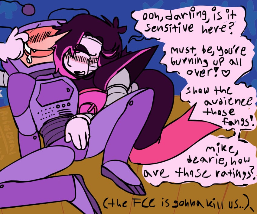 animated animation baring_fangs baring_teeth cliveisawesome223 deltarune dialogue digital_media digital_media_(artwork) english english_dialogue english_text exhibitionism fangs flash_animation livestream mentioned_character mettaton mettaton_ex null public public_nudity robot robot_boy robot_on_robot robot_only rubbing rubbing_crotch self_upload teasing tenna_(deltarune) text text_bubble undertale undertale_(series)