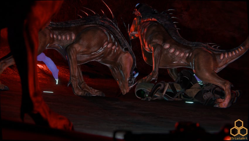 3d alien canine canine_penis cave cum female feral_on_female flashlight male male/female mass_effect quarian rape sex triata varren weapon zoophilia