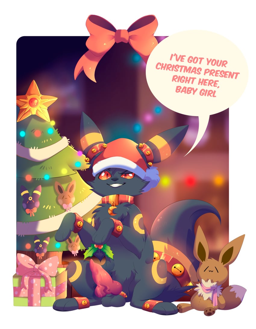 1boy bell canine christmas christmas_tree conditional_dnp digital_media_(artwork) eevee eeveelution furry holidays iguky-neky knot male male_only nintendo original_character paws penis plushie pokémon_(species) pokemon pokemon_(species) pokemon_gsc pokemon_rgby presenting qwazzy solo solo_male source_request testicles text tree umbreon veins video_games