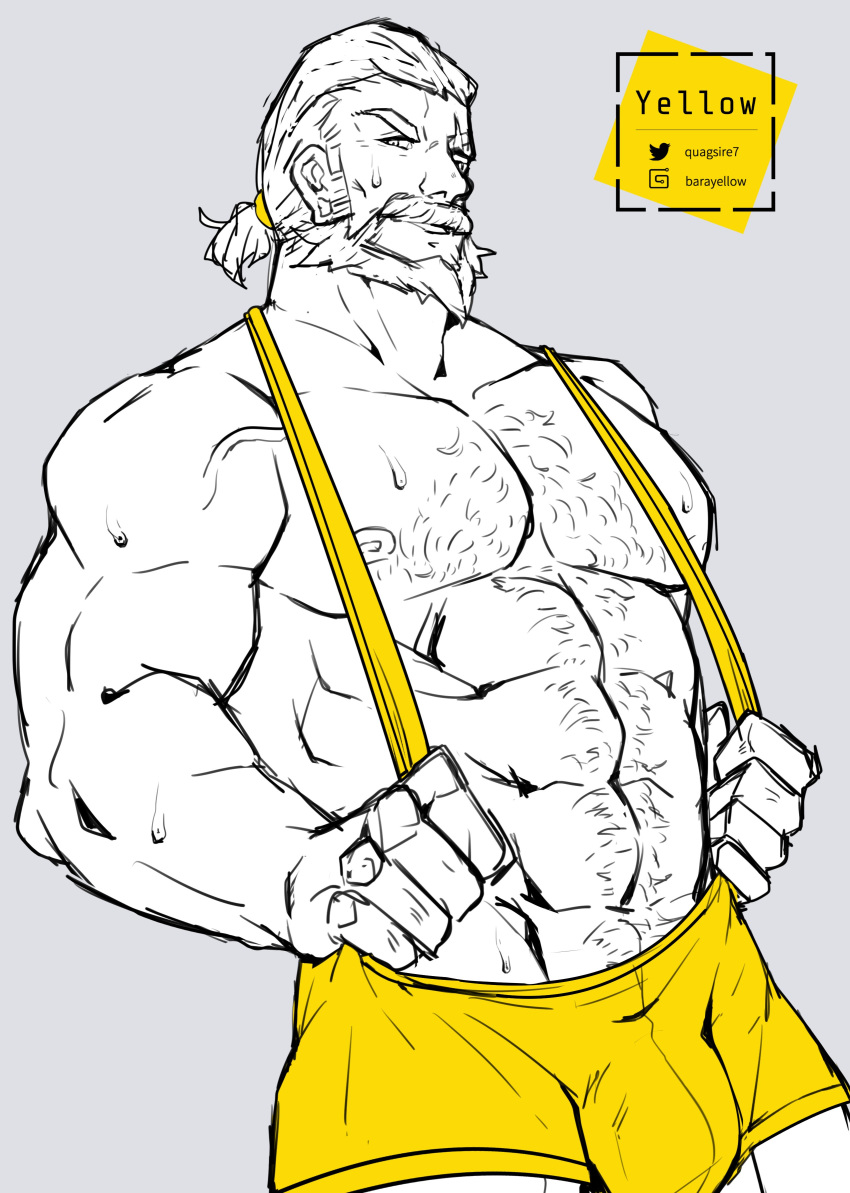 bara barayellow blizzard_entertainment male_only muscle overwatch reinhardt solo_male