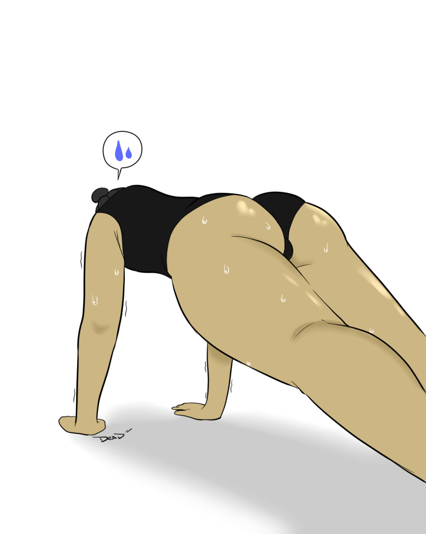 (deadzii) 1boy aiken_(deadzii) androgynous dark-skinned_male deadzii exercising huge_ass leotard original_character planking