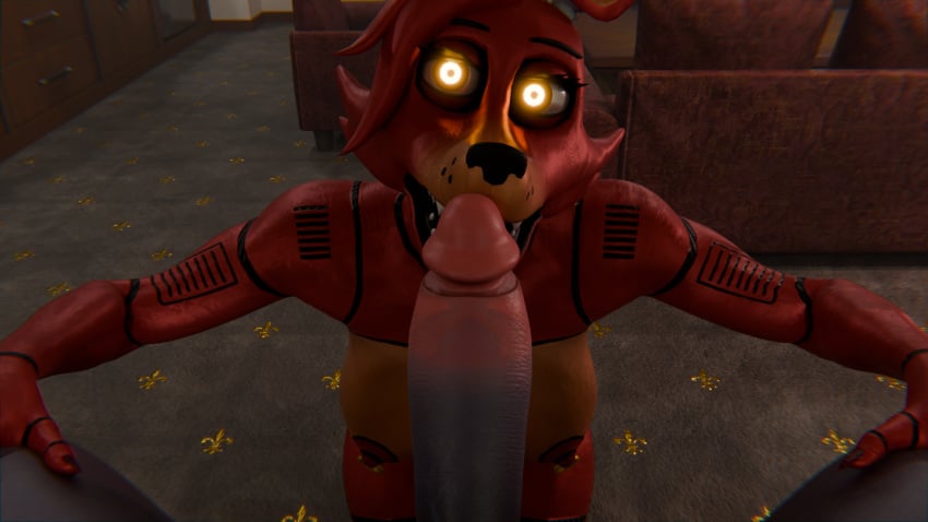 anthro big_breasts big_penis breasts cult_of_the_lamb duo female first_person_view five_nights_at_freddy's foxy_(fnaf) genitals hi_res lamb_(cult_of_the_lamb) looking_at_viewer male male/female massive_monster_(studio) open_mouth penis robot_anthro scottgames sniffing zannavillulv
