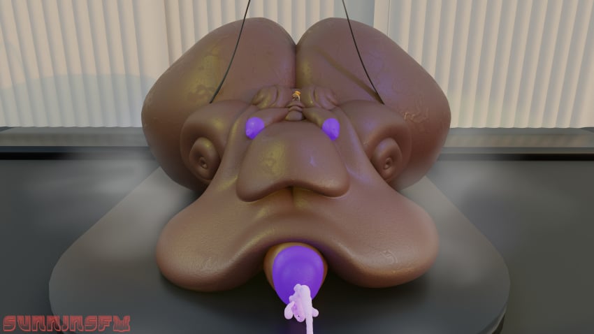 3d alternate_version_available blob colored_cum cumming dark_skin fat frye_(splatoon) futa_only futanari glowing_areola glowing_cum glowing_penis_tip huge_ass huge_breasts huge_cock hyper hyper_penis immobile massive_ass massive_breasts morbidly_obese musk musk_clouds obese splatoon_(series) splatoon_3 sunninsfw sweat ussbbw yellow_hair