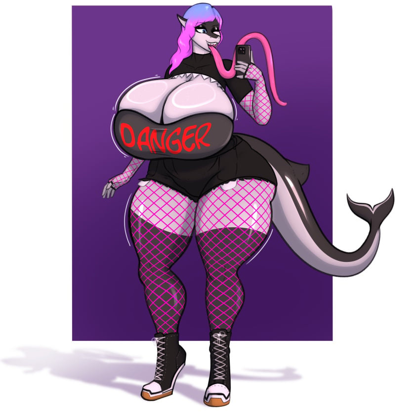 1girls big_breasts breasts cleavage female female_only fish huge_breasts jigglephysics shark tagme thick_thighs wide_hips