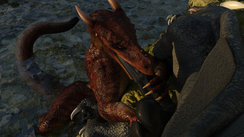 3d daz_3d daz_studio deep_sucking deep_throat dinosaur dragon duo fellatio licking male masturbation oral penile penis reptile scalie sex sucking tongue tongue_out