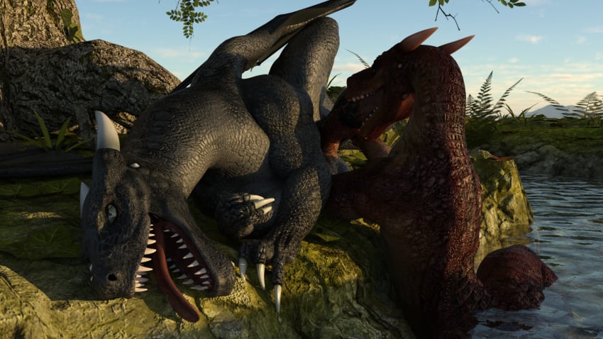 3d daz_3d daz_studio deep_sucking deepthroat dinosaur dragon duo fellatio licking male masturbation oral penile penis reptile scalie sex sucking tongue tongue_out