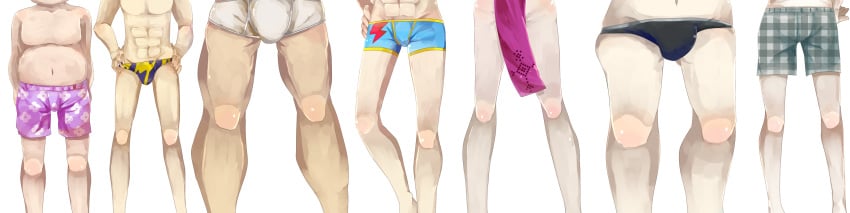 6+boys 7boys boxers boxers_(clothing) chubby clothing danganronpa danganronpa_2:_goodbye_despair digital_drawing_(artwork) digital_media_(artwork) fat fuyuhiko_kuzuryuu gundham_tanaka kazuichi_souda light_skin lower_body male male_focus male_only multiple_boys muscular nagito_komaeda nidai_nekomaru pale_skin pants scarf straight_hair teruteru_hanamura ultimate_imposter underwear