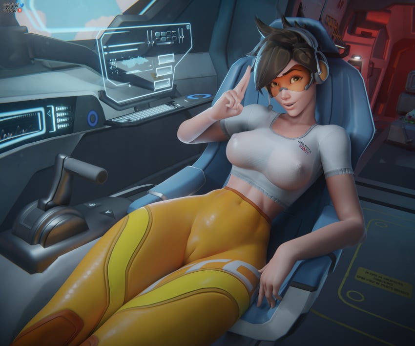 1girls 3d breasts cameltoe hasfeldt medium_breasts overwatch thighs tight_clothing tracer