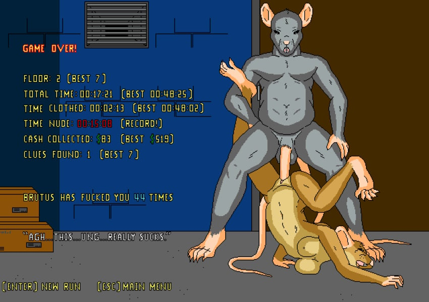 animated balls breasts brutus_(whimsicalsquirrel) digital_media_(artwork) female forced furry game_over gameplay_mechanics male mammal murid murine nipples penetration penis pixel_art rape rat rodent straight vaginal_penetration video_games whimsicalsquirrel