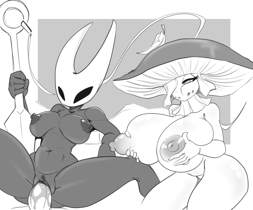 1boy 2019 2girls 5_fingers anthro anthro_penetrated anthrofied arachnid arthropod athletic_female big_breasts black_body black_eyes black_sclera black_skin blank_eyes breast_grab breast_squeeze breasts disembodied_penis empty_eyes female fungi_fauna fungi_humanoid fungus grabbing grabbing_own_breast hips holding_breast hollow_knight hollow_knight_x_humans hornet_(hollow_knight) huge_breasts human human_on_anthro human_on_humanoid human_penetrating humanoid insect insect_girl insects karakylia large_breasts light-skinned_male male male_human/female_anthro male_human/female_humanoid medium_breasts monochrome mushroom mushroom_humanoid navel nipples no_pupils nude penetration penis plant plant_humanoid pussy sex simple_background straight sword thick thick_thighs thighs vaginal_penetration video_games weapon wide_hips