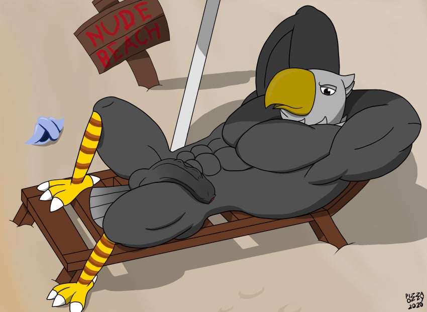 accipitrid accipitriform animal_crossing anthro apollo_(animal_crossing) avian bald_eagle balls beach beak big_balls big_penis bird bulge eagle flaccid foreskin humanoid_penis looking_at_viewer male male_only nintendo nude outside penis pizzaozzy_(artist) sand sea_eagle seaside smile solo uncut video_games