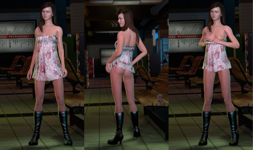 3d areolae ass bare_arms bare_legs bare_shoulders boots bottomless breasts breasts_out bubble_butt dress dress_lift dress_pull eyelashes female female_focus female_only fit fit_female freckles full_body green_eyes high_heel_boots hitman hitman_absolution hourglass_figure labia long_hair long_legs mrsmugbastard nipples pinup pose posing public pussy shaved_pussy short_dress slim slim_girl small_breasts solo straight_hair subway tagme vagina victoria_burnwood wide_hips