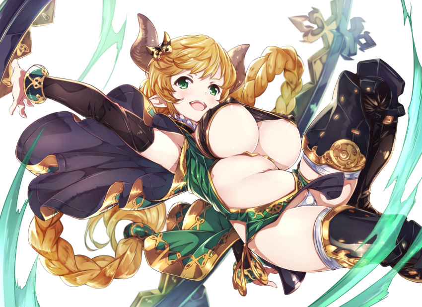 blonde_hair carmelina_(granblue_fantasy) draph draph_race_(granblue_fantasy) granblue_fantasy horns long_hair niko_(tama) underboob