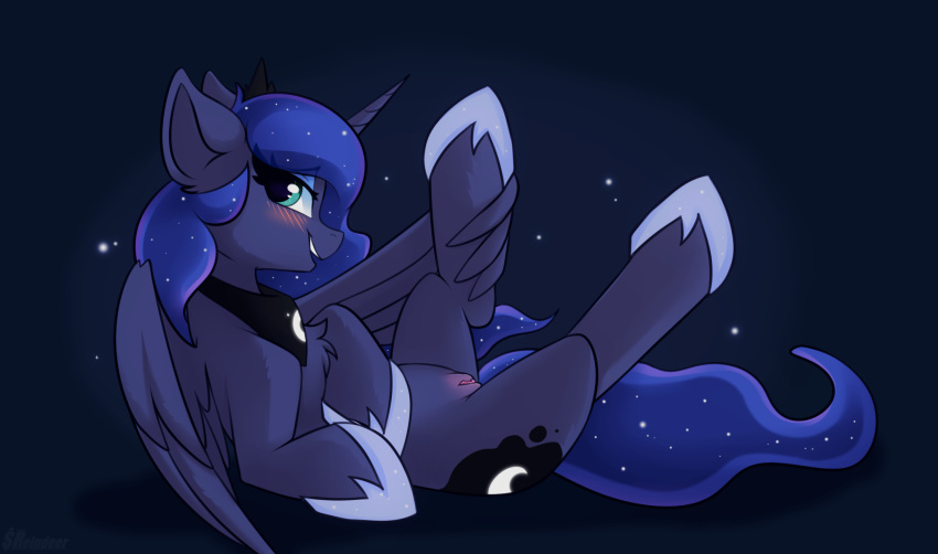 2020 alicorn blush equid eyelashes female feral friendship_is_magic hair horn looking_at_viewer mammal my_little_pony princess_luna_(mlp) pussy shadowreindeer solo spread_legs spreading wings