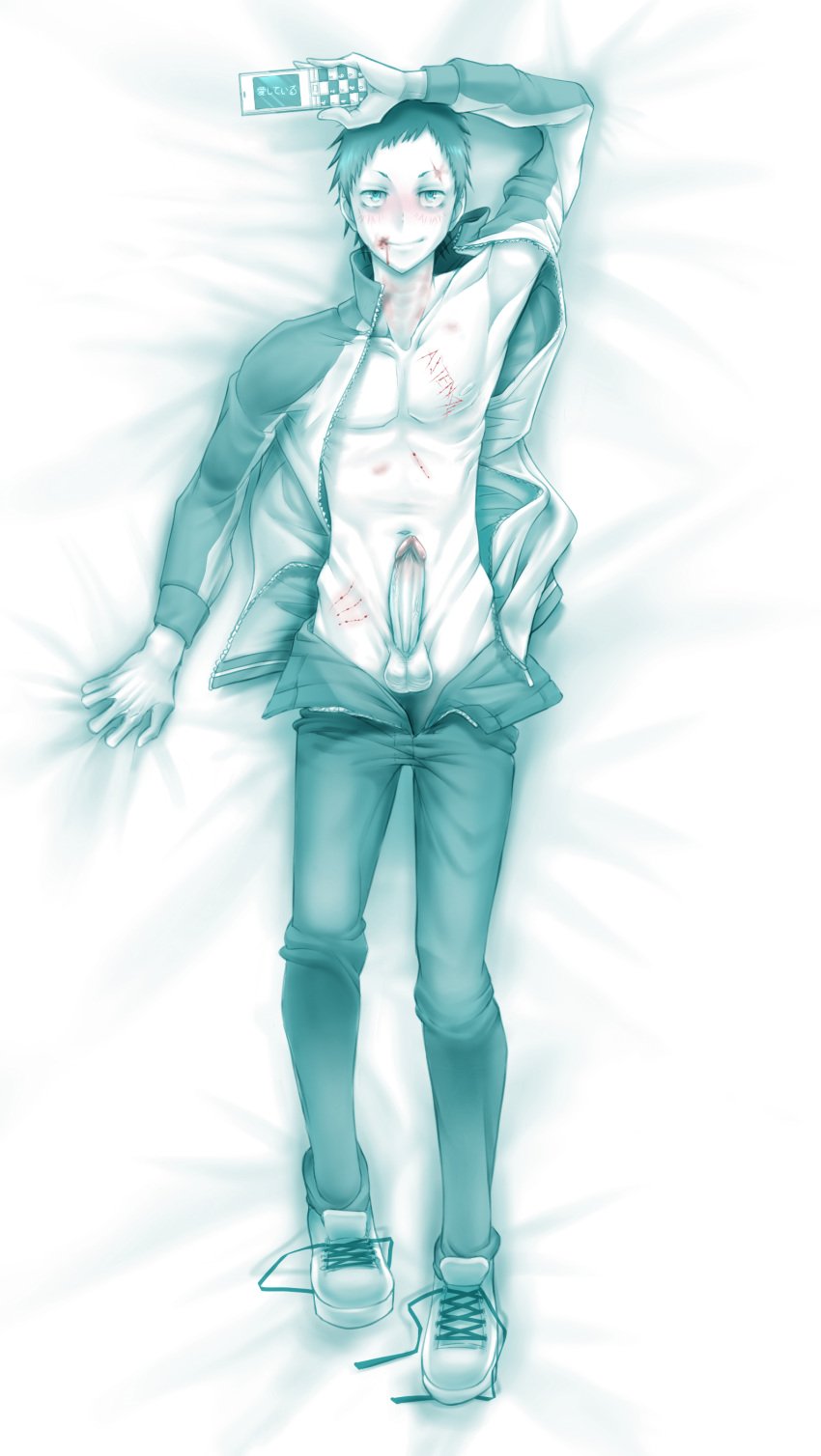 blood cellphone dakimakura durarara!! kintama00 male_only penis ryuugamine_mikado uke