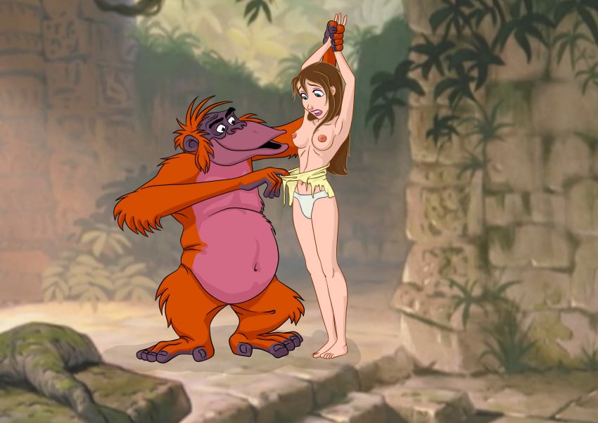 1boy 1girls about_to_be_raped ape areolae assisted_exposure barefoot breasts brown_hair captured captured_heroine clothing crossover curvy disney drachenberg embarrassed erect_nipples exposed exposed_breasts exposed_nipples fat_male fat_man feet female femsub feral feral_on_female feral_on_human human human_on_feral human_penetrated imminent_bestiality imminent_rape imminent_zoophilia interspecies jane_porter king_louie lost_clothes male maledom medium_breasts mouth_open nipples no_bra open_mouth orangutan outdoors overweight overweight_male panties partially_clothed primate restrained ruins skirt straight surprised tarzan_(1999_film) the_jungle_book torn_clothes underwear undressing undressing_another worried worried_expression zoophilia