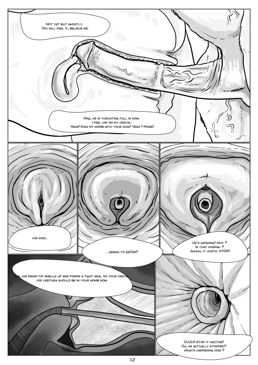 2020 animal_genitalia animal_penis black_and_white comic english_text equid equine female female_on_feral feral horse human jambo mammal monochrome penis sex text vermilion888 x-ray zoophilia