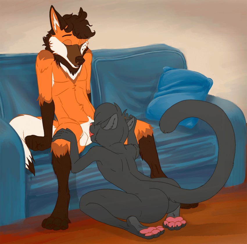 1boy ambiguous_gender andromorph animated anthro anthro_on_anthro canid canine closed_eyes cunnilingus cuntboy domestic_cat felid feline felis frame_by_frame furry gabriel_gatto inside intersex intersex/ambiguous interspecies kneeling looking_pleasured loop male mammal maned_wolf on_sofa oral paloma-paloma pawpads pussy raised_tail sex sitting spread_legs spreading vaginal_penetration