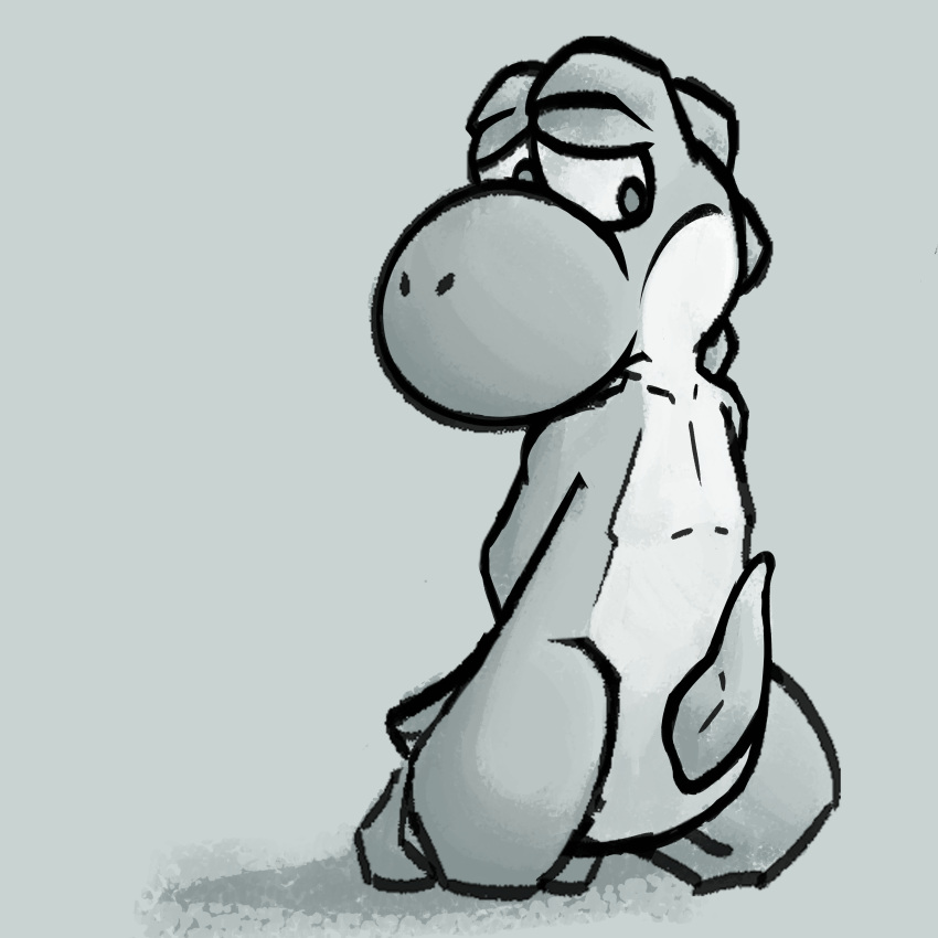 absurd_res adexi digital_media_(artwork) erection greyscale hi_res male male_only mario_(series) monochrome nintendo penis reptile scalie simple_background solo video_games yoshi