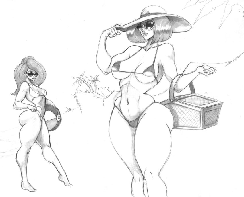 2girls ann_possible apple_butt ass beach_ball big_ass big_breasts bikini breasts bubble_ass bubble_butt bust busty butt cleavage clothed clothing coat coffee curves curvy curvy_figure dat_ass daughter disney doctor drawing drawn eyelashes eyewear fanart female female_only gigantic_breasts glasses headwear henrik-drake hhammerh hips huge_ass huge_breasts kim_possible kimberly_ann_possible large_ass large_breasts legs lips milf monochrome mother mother_and_daughter pencil_drawing pencil_sketch picnic_basket rsahnp short_hair side_view sketch straight_hair sun_hat sunglasses swimsuit swimwear thick_legs thick_thighs thigh_highs thighhighs thighs upper_body voluptuous waist wide_hips